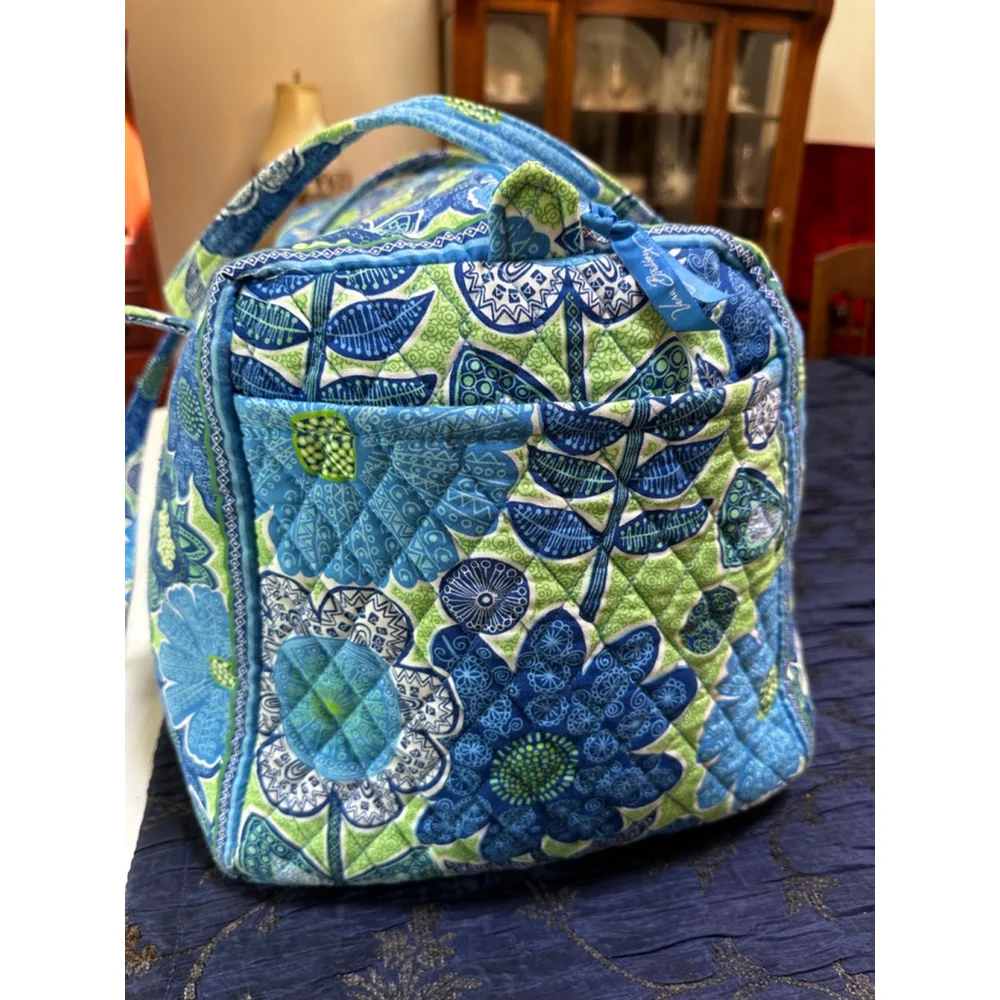 Vera Bradley Blue Green Floral Quilted Travel Bag One Size - Picture 4 of 10